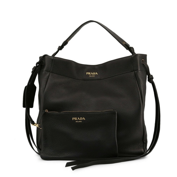 Prada Handbags - Black Prada Cervo Hobo Shoulder Bag - New